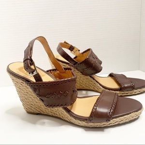 Jacks Rogers Vanessa Leather Espadrille Wedges 9